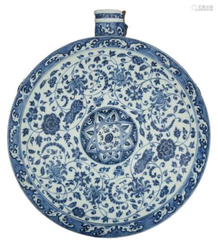 A Chinese blue and white floral and relief decorat…