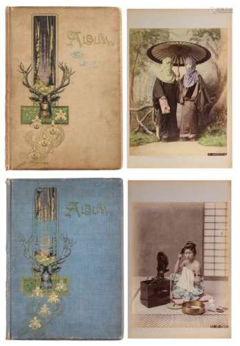 Two albums with hand coloured albumen prints attr.…