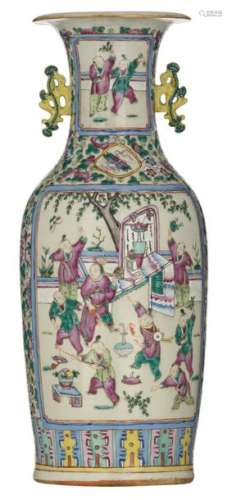A Chinese famille rose vase, all over decorated wi…