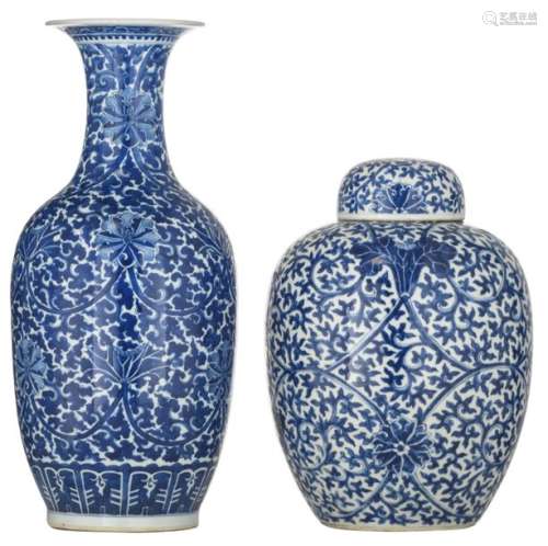 A Chinese blue and white baluster vase, decorated …