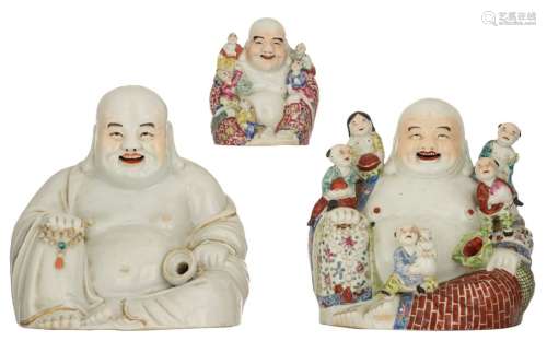 Three Chinese polychrome decorated Budai, two figu…