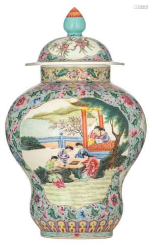 A Chinese famille rose floral decorated vase and c…