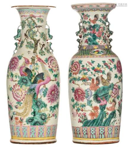 Two Chinese famille rose vases, one vase decorated…