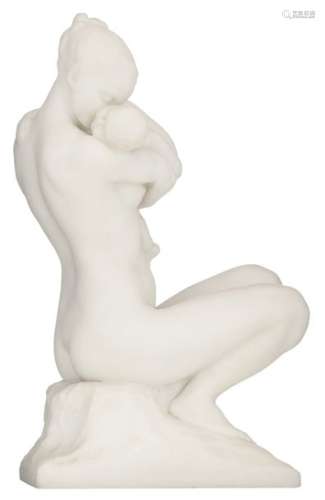 Rousseau V., mother and child, Carrara marble, H 5…