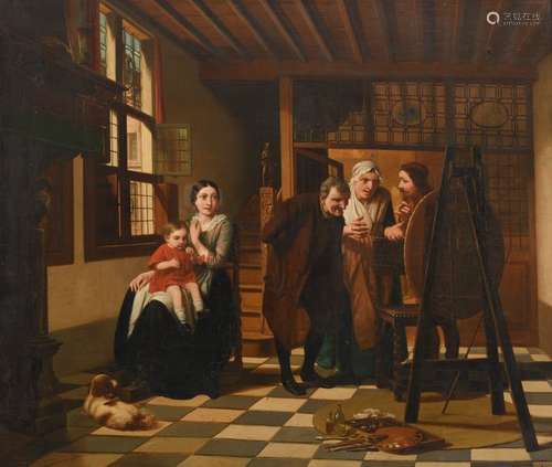 Van Bree J., visit of the painter's studio, oil on…