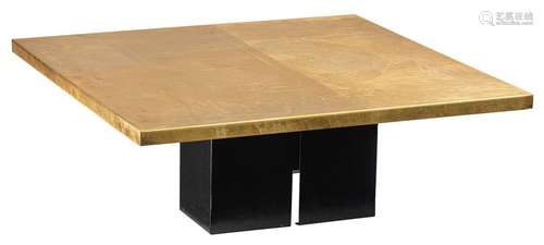 An etched brass coffee table by Meiduer, supported…