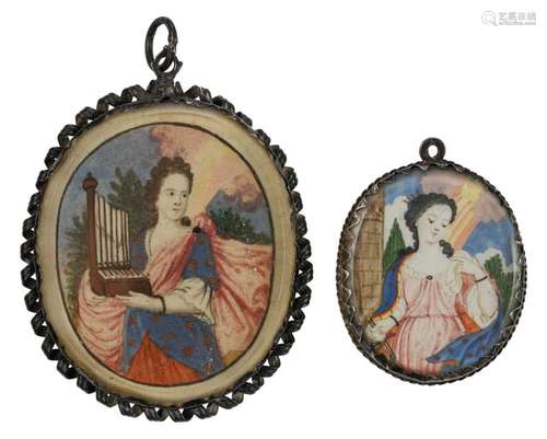 Two 18thC devotional reliquary pendants, one portr…