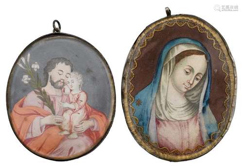 Two 18thC devotional reliquary pendants, one depic…