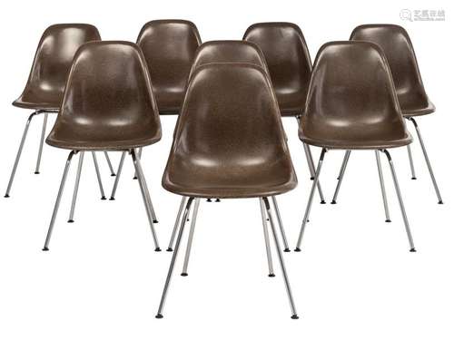 A set of eight 'DSX' chairs, seal brown fibreglass…