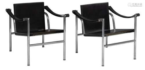 Two 'LC1 Basculant' chairs by Le Corbusier for Cas…