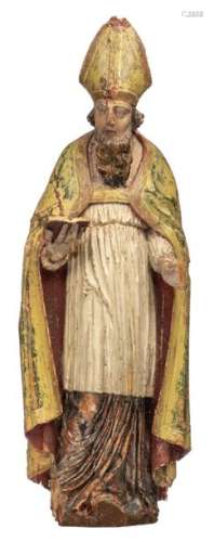 A limewood sculpture of a Saint, with traces of po…
