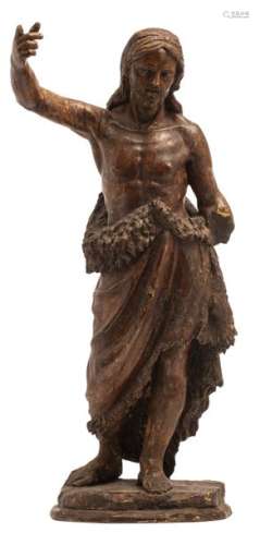 A walnut sculpture of St.John the Baptist, with tr…