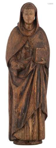 An oak standing figure of a founder of a monastic …