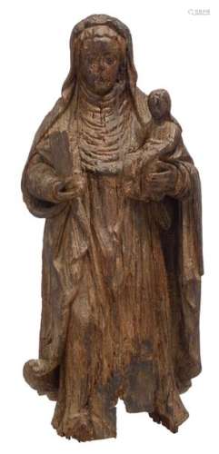 An oak sculpture of Saint Anne, the Virgin and the…