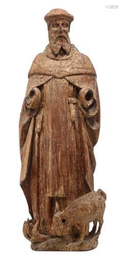 A limewood sculpture of Saint Anthony of Egypt, wi…