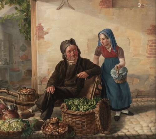 Coene C., the market vendors, oil on canvas, 38,5 …