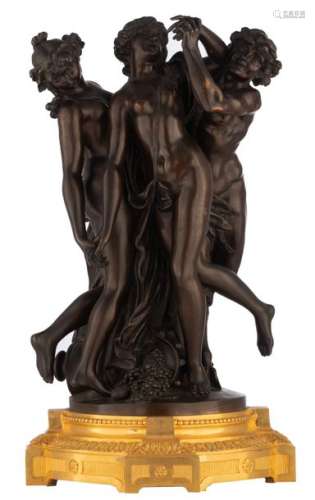 Clodion, a Bacchanal scene, dark patinated bronze …