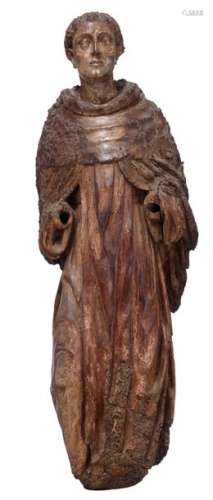 A walnut sculpture of a male Saint (monk), with tr…