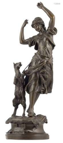 Gaudez A., 'Esméralda', patinated bronze, H 65cm