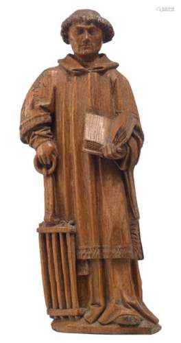 An oak sculpture of Saint Lawrence, 16thC, probabl…