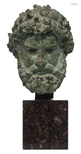 The bust of Zeus, after the Antique, green patinat…