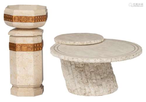 An Art Deco inspired travertine and plaster cache …