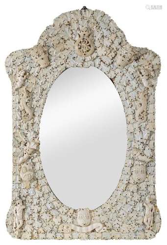 A rare Baroque Revival mirror fully set with ivory…