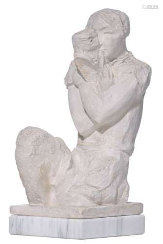 Cantré J., mother and child, plaster sculpture on …