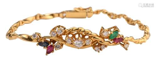 An 18ct gold bracelet set with brilliant cut diamo…