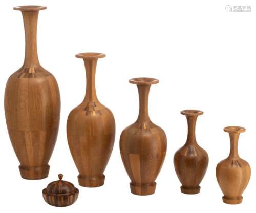 A collection of Art Deco timber vases, attributed …