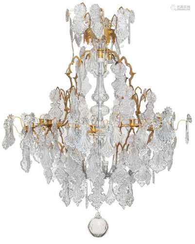 A large chandelier with gilt bronze mounts and fro…