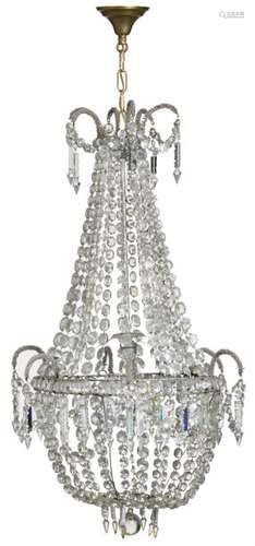 A crystal chandelier of the 'sac à perles' type, H…