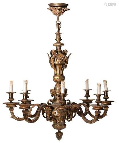 A large gilt bronze Renaissance inspired chandelie…