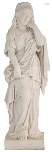 A Carrara marble sculpture of a mythological femal…