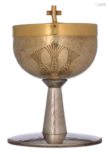 A 1950s silver and gilt silver chalice and cover, …