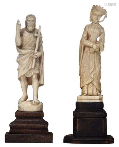 An ivory figure of Saint John the Baptist and a di…