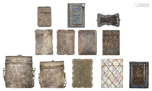 A collection of card cases, consisting of four sil…