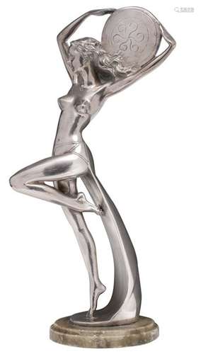 A probably Italian silver plated Art Deco sculptur…