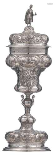An imposing English Renaissance Revival silver cup…