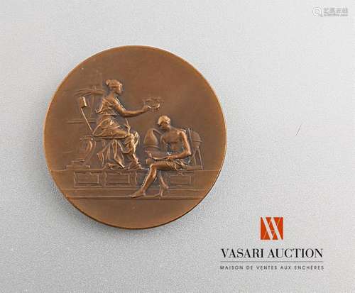 Union des employés du commerce de commission et d'exportation Paris - Commemorative medal, 31 mm, bronze, awarded, smooth edge, APC-SUP, in its original box inscribed with the recipient's name