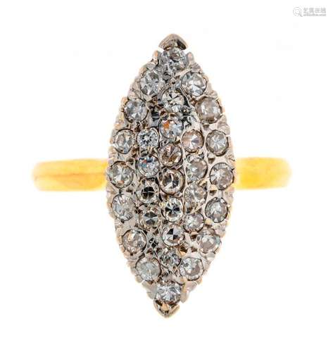 Marquise en deux ors sertie de diamants Poids brut…