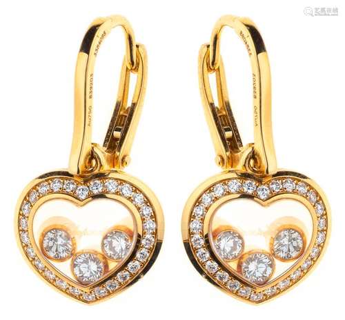 CHOPARD Paire de dormeuses “Happy diamonds” en or …