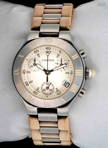 CARTIER Montre chronographe en acier “Chronoscaph …