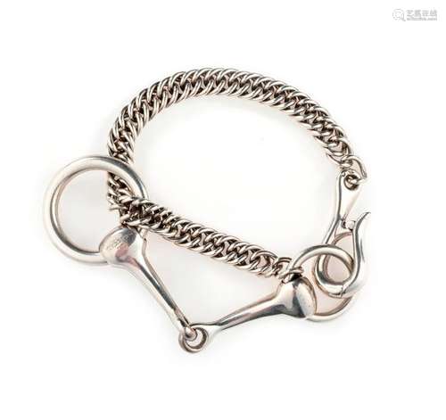 HERMES Bracelet en argent figurant un mors d’équit…