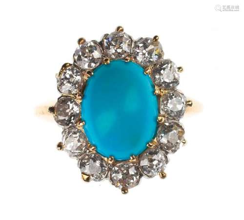 Bague en or ornée d’un cabochon de turquoise dans …