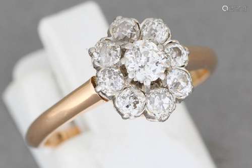 Bague “fleur” en or et platine sertie de diamants …