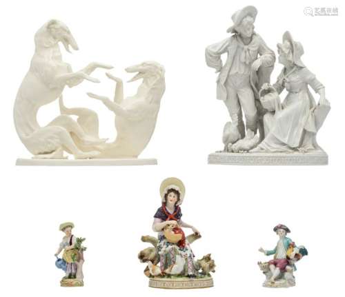 A collection of porcelain figures containing a Mei…