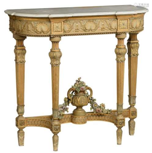 A Louis XVI style gilt and polychrome painted wood…