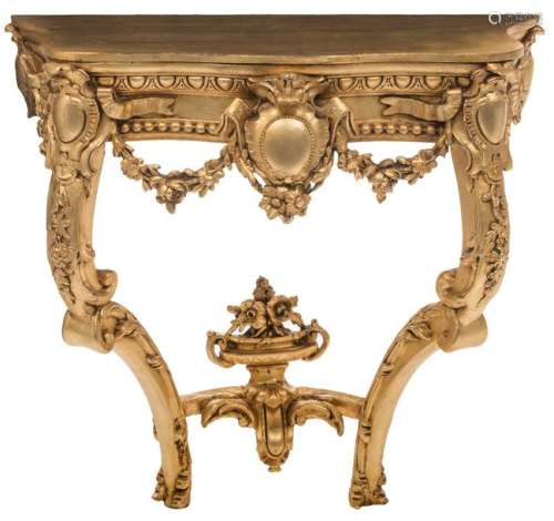 A richly sculpted gilt wooden Neoclassical console…