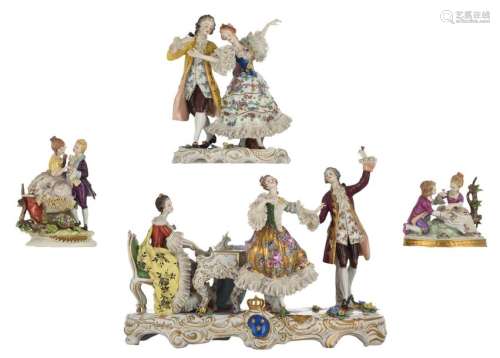 A collection of four polychrome painted Saxony fig…